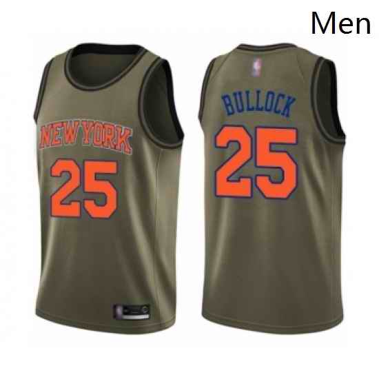 Mens New York Knicks 25 Reggie Bullock Swingman Green Salute to Service Basketball Jersey
